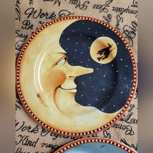 🛒🛍️💥Vintage oneida pumpkin hallow set of 4 dessert /salad plates w/box - Picture 10 of 12